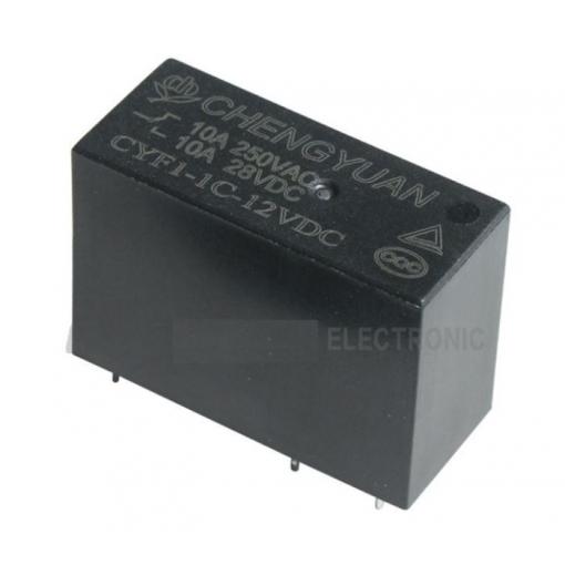 Relé CYF1-1C-12VDC, 12 V DC, 1× přepínací kontakt, 250 V AC / 10 A