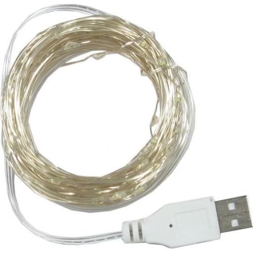 LED řetěz vánoční 100× diod, teplá bílá, 10 m, USB