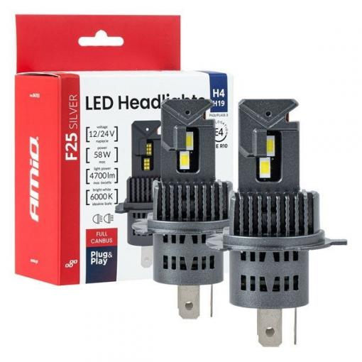 LED žárovka H4/H19 F25 SILVER FULL CANBUS, 54/58 W, 12 V / 24 V
