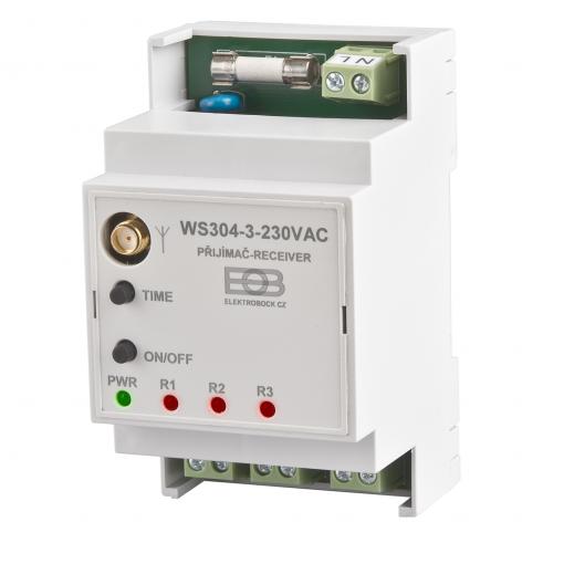 Přijímač ELEKTROBOCK WS304-3, tříkanálový, 230 V AC, DIN lišta
