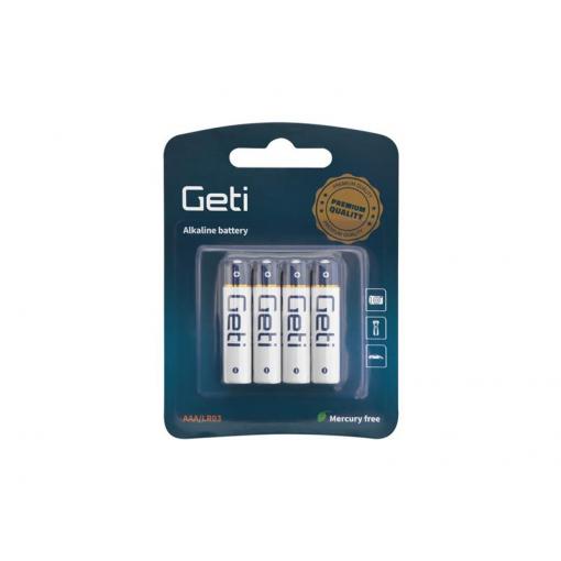 Baterie AAA (LR03) alkalická GETI 1,5V Blistr 4ks