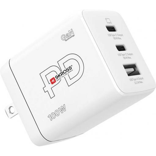 Skross Power Charger Combo+ 100W US USB nabíječka, USB Power Delivery (USB-PD) , GaN, 2x USB-C®, 1x USB A , 100 W, Dodávka energie, bílá