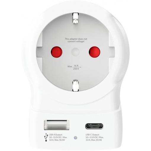 Skross 1.500283-E cestovní adaptér SKROSS - Länderstecker Europe to UK USB AC20PD weiß