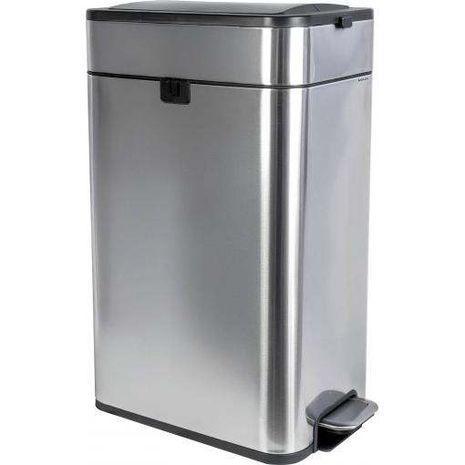 Maul 9504094 odpadkový koš, 40 l, nerezová ocel, (š x v x h) 456 x 667 x 277 mm, černá, stříbrná, 1 ks