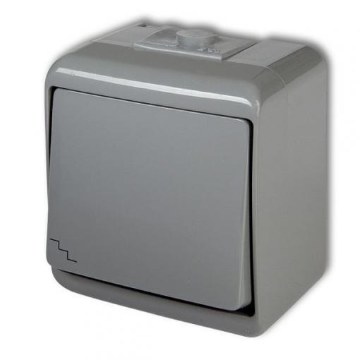 Nástěnný vypínač Karlik č.6, 250 V / 10 A, IP54, šedý