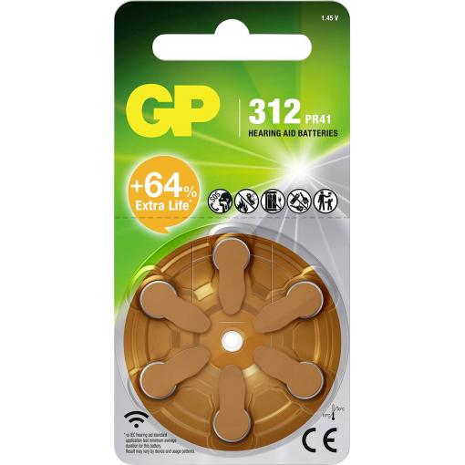 GP Baterie do naslouchátek ZA 312 1.4 V 6 ks zinko-vzduchová GPPBZZ31F017