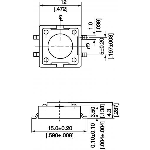 APEM DTSM-21N-V-B, DTSM-21N-V-B tlačítko, 12 V/DC, 0.05 A, 1 ks