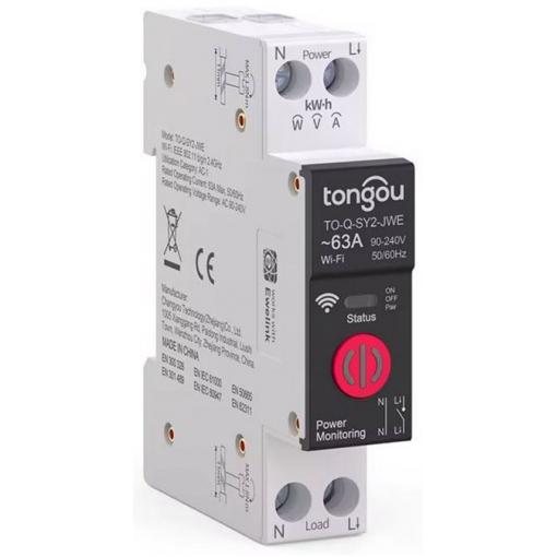 Jistič 1-63A s ovládáním wifi a elektroměrem Tongou TO-Q-SY2-JWE