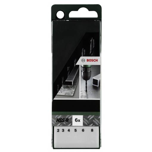Bosch Accessories 2609255029 HSS sada spirálových vrtáku do kovu 6dílná 2 mm, 3 mm, 4 mm, 5 mm, 6 mm, 8 mm válcované za tepla DIN 338 válcová stopka 1 sada