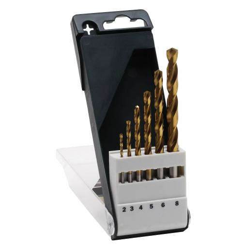 Bosch Accessories 2609255113 HSS sada spirálových vrtáku do kovu 6dílná 2 mm, 3 mm, 4 mm, 5 mm, 6 mm, 8 mm TiN DIN 338 válcová stopka 1 sada