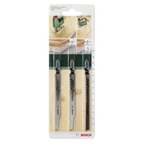 Bosch Accessories 2609256A13 3dílná Sada pilových listů pro přímočaré pily s jednotl. Dříkem T 308 BF (2x); T 308 BOF 3 ks