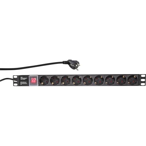 LogiLink PDU9C02 19 palec 1 U zásuvka s ochranným kontaktem s vypínačem černá