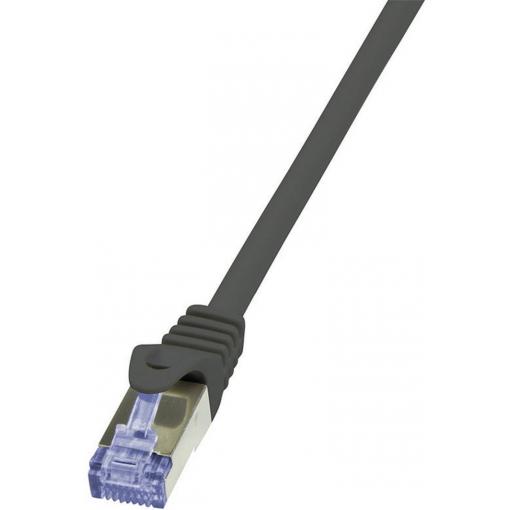 LogiLink CQ3033S RJ45 síťové kabely, propojovací kabely CAT 6A S/FTP 1.00 m černá samozhášecí, s ochranou 1 ks