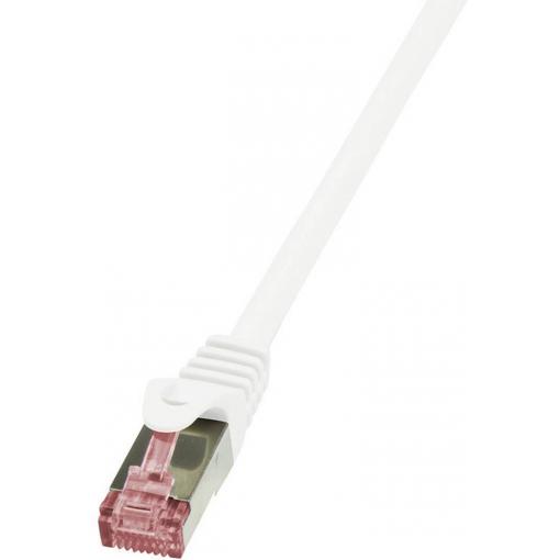 LogiLink CQ2021S RJ45 síťové kabely, propojovací kabely CAT 6 S/FTP 0.50 m bílá samozhášecí, s ochranou 1 ks