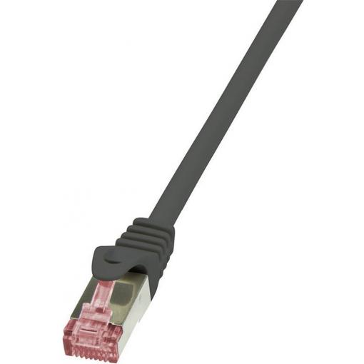 LogiLink CQ2013S RJ45 síťové kabely, propojovací kabely CAT 6 S/FTP 0.25 m černá samozhášecí, s ochranou 1 ks