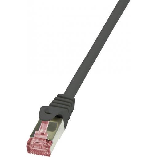 LogiLink CQ2033S RJ45 síťové kabely, propojovací kabely CAT 6 S/FTP 1.00 m černá samozhášecí, s ochranou 1 ks