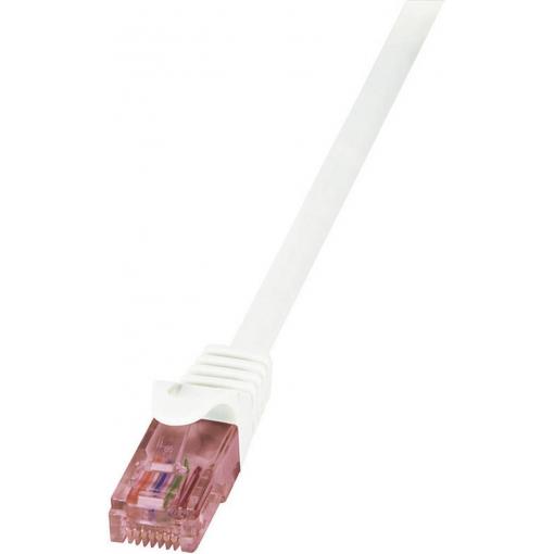 LogiLink CQ2011U RJ45 síťové kabely, propojovací kabely CAT 6 U/UTP 0.25 m bílá samozhášecí, s ochranou 1 ks