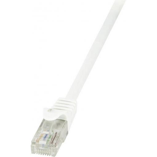 LogiLink CP2021U RJ45 síťové kabely, propojovací kabely CAT 6 U/UTP 0.50 m bílá s ochranou 1 ks