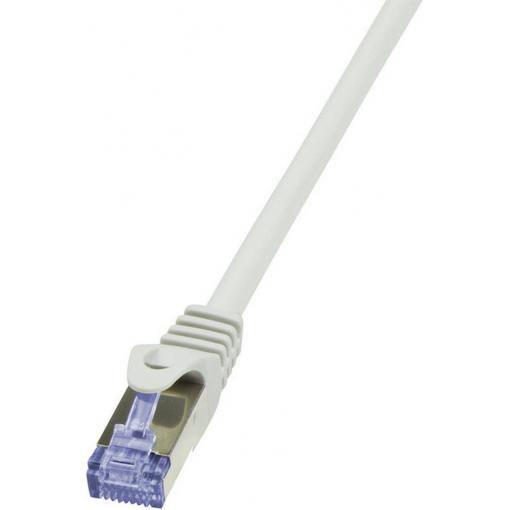 LogiLink CQ3012S RJ45 síťové kabely, propojovací kabely CAT 6A S/FTP 0.25 m šedá samozhášecí, s ochranou 1 ks