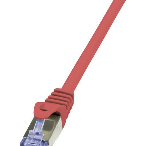 LogiLink CQ3014S RJ45 síťové kabely, propojovací kabely CAT 6A S/FTP 0.25 m červená samozhášecí, s ochranou 1 ks
