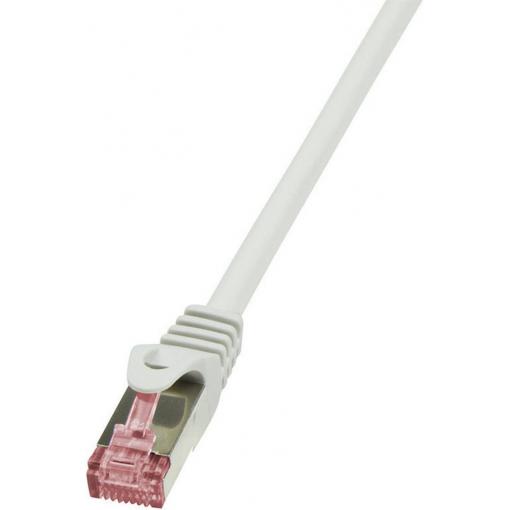 LogiLink CQ2042S RJ45 síťové kabely, propojovací kabely CAT 6 S/FTP 1.50 m šedá samozhášecí, s ochranou 1 ks