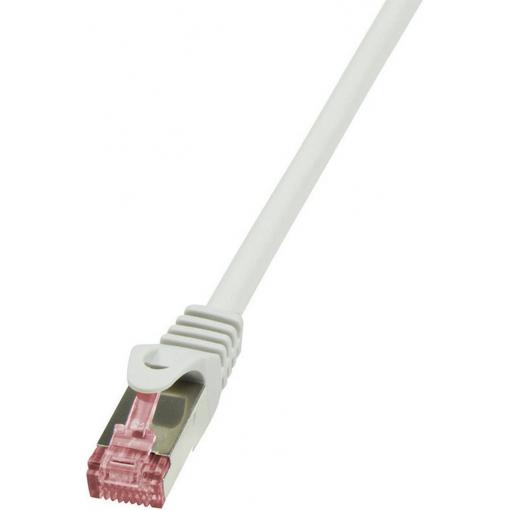 LogiLink CQ2092S RJ45 síťové kabely, propojovací kabely CAT 6 S/FTP 10.00 m šedá samozhášecí, s ochranou 1 ks