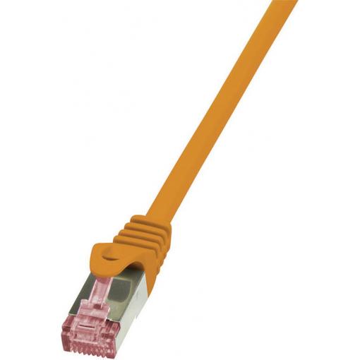 LogiLink CQ2018S RJ45 síťové kabely, propojovací kabely CAT 6 S/FTP 0.25 m oranžová samozhášecí, s ochranou 1 ks