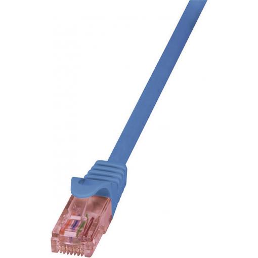 LogiLink CQ2016U RJ45 síťové kabely, propojovací kabely CAT 6 U/UTP 0.25 m modrá samozhášecí, s ochranou 1 ks