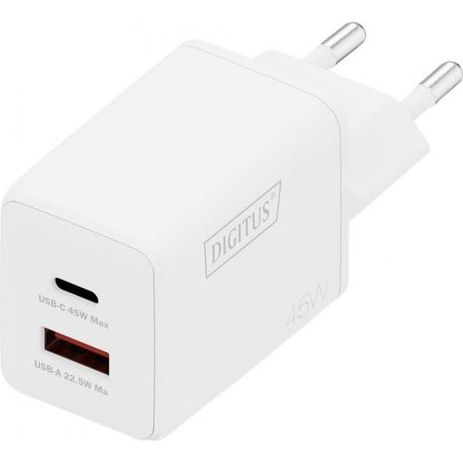 Digitus DA-10302 USB nabíječka, 1x USB A , 1x USB-C®, 45 W, bílá