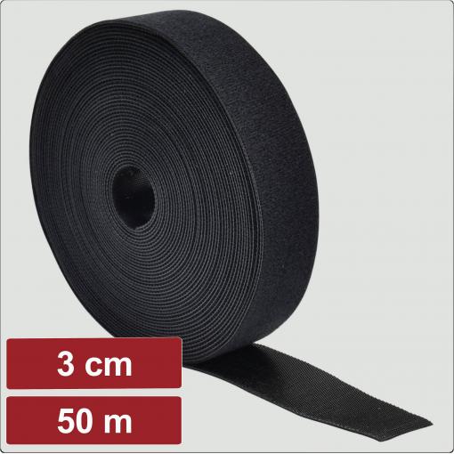 Electronic Garage EG25CA118 pásek se suchým zipem, ke spojování, háčková a flaušová část, (d x š) 50 m x 3 cm, černá, 50 m