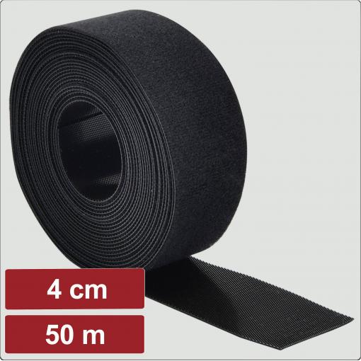 Electronic Garage EG25CA119 pásek se suchým zipem, ke spojování, háčková a flaušová část, (d x š) 50 m x 4 cm, černá, 50 m