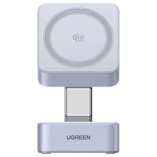 UGREEN MagFlow W752 bezdrátová nabíječka pro smartphony/tablety, bezdrátová nabíječka, Qi standard, USB-C® zásuvka, 25 W, MagSafe, šedá