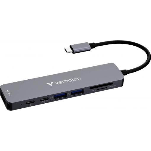 Verbatim 32158 USB Hub HDMI™ USB 3.2 Gen1 5 GBit/s Nabíjecí přípojka USB-C® PD šedá Essentials