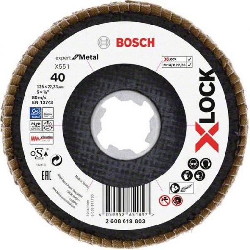 Bosch Accessories 2608619803 X551 vějířový brusný kotouč Průměr 125 mm Ø otvoru 22.23 mm Zrnitost 40 1 ks