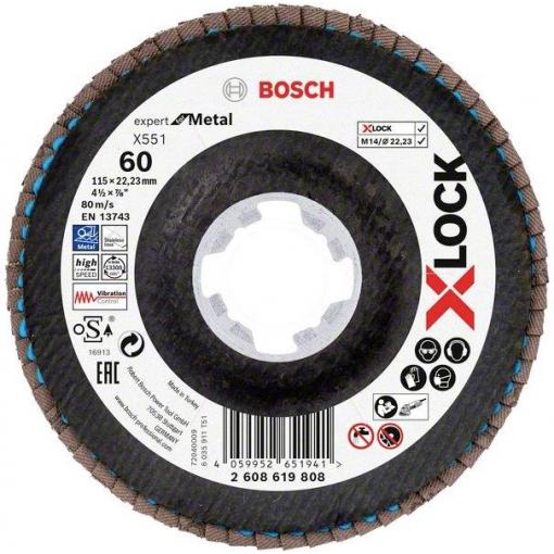 Bosch Accessories 2608619808 X551 vějířovitý brusný kotouč Průměr 115 mm Ø otvoru 22.23 mm Zrnitost 60 1 ks