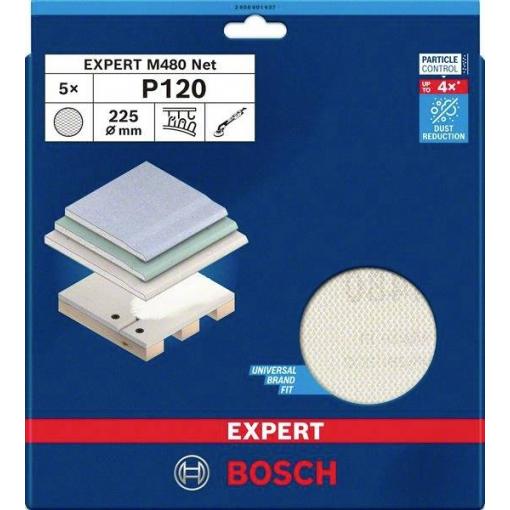 Bosch Accessories 2608901637 brusná síť pro brusky na sádrokarton na suchý zip Zrnitost 120 (Ø) 225 mm 5 ks