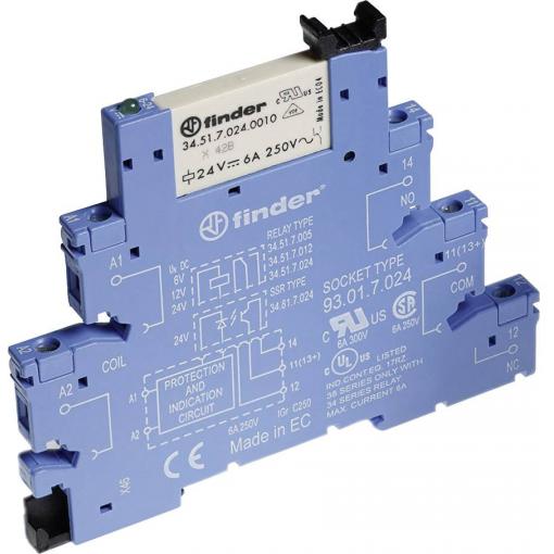 Finder 38.61.7.024.5050 reléový modul, 24 V/DC, 6 A, 1 přepínací kontakt, Tray, 1 ks