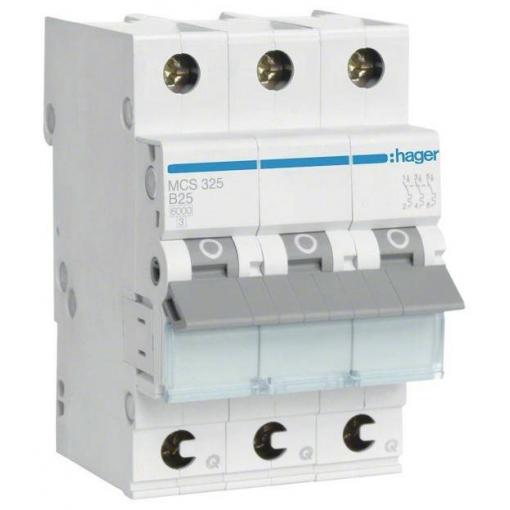 Hager MCS325 elektrický jistič 3pólový 25 A 400 V