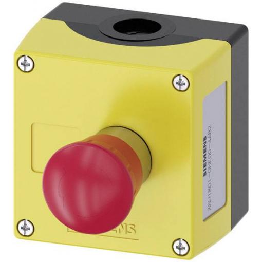 Siemens 3SU18010NE004AB2 3SU1801-0NE00-4AB2 pouzdro pro upevnění na podlaze , se štítkem 1 tlačítko červená, černá otočení 1 ks