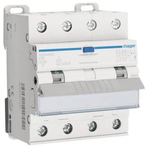 Hager ADX466D proudový chránič/elektrický jistič 4pólový 16 A 0.03 A 400 V
