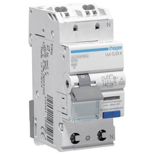 Hager ADS916D proudový chránič/elektrický jistič 2pólový 16 A 0.03 A 240 V