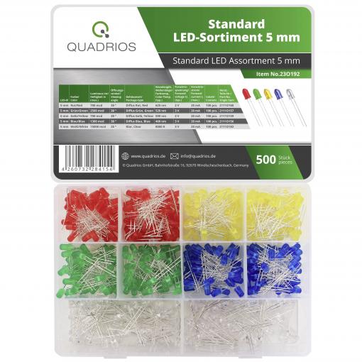 Quadrios 23O192 sada LED červená, zelená, žlutá, modrá, bílá 5 mm 15000 mcd 20 mA 2 V, 3 V
