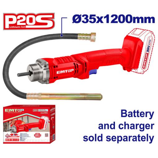 Aku 20V ponorný vibrátor pro zhutňování betonu 20V solo