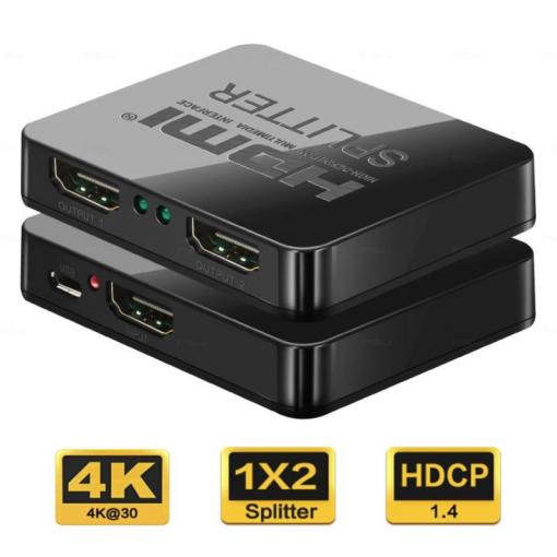 HDMI rozbočovač 1×2, 4K, Full HD, 3D, napájení USB