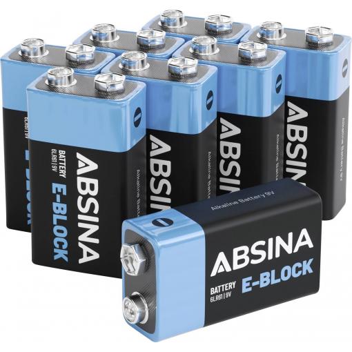 Absina baterie 9 V alkalicko-manganová 580 mAh 9 V 8 ks