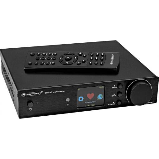 Omnitronic DRS-95 11045017 internetové stolní rádio, DAB+, FM, internetové, internet, LAN, MP3, DLNA, FM, Wi-Fi, DAB+, Bluetooth, vč. dálkového ovládání, černá