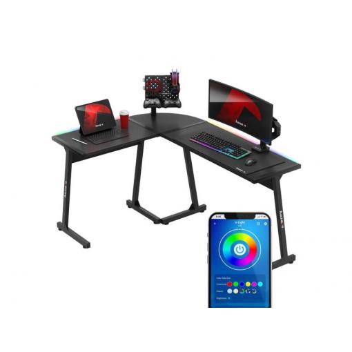 Stůl herní HUZARO Hero 6.0 RGB Black Corner 147cm