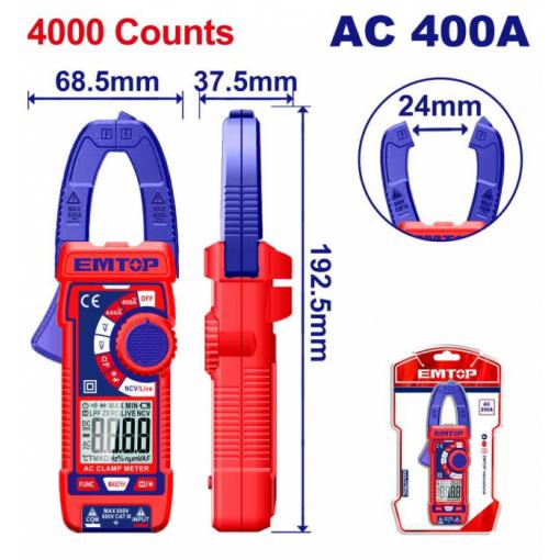 Digitální klešťový multimetr AC 400A RMS 4000