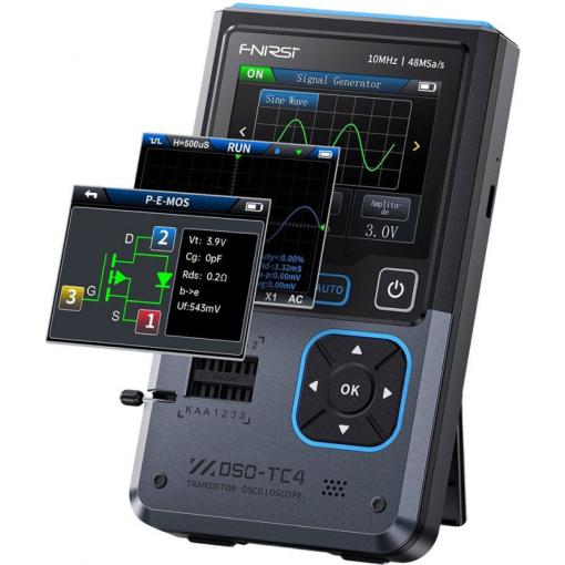 Osciloskop FNIRSI DSO-TC4, 10 MHz, generátor funkcí a tester součástek