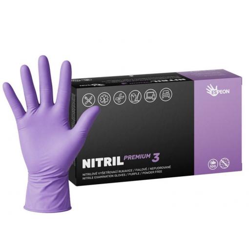 Nitrilové rukavice NITRIL PREMIUM3, velikost L, fialové, 100 ks